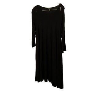 eileen fisher black scoop neck midi dress L
